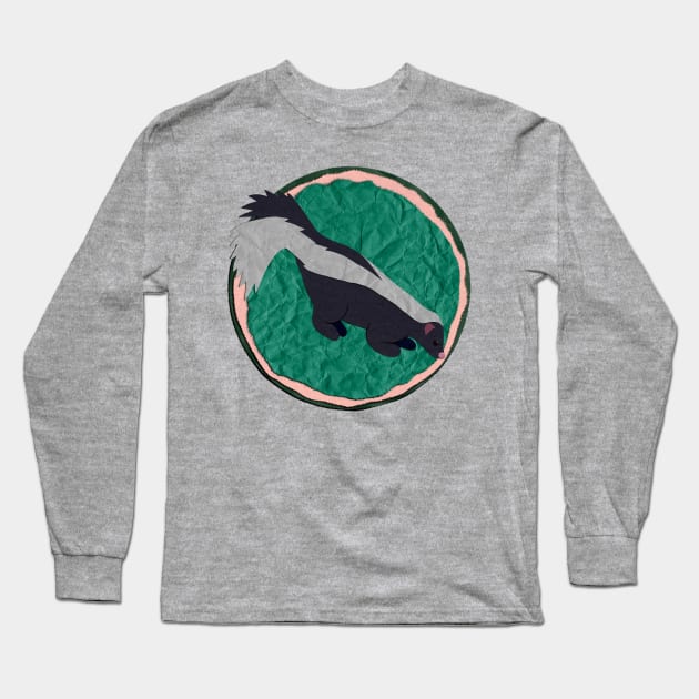 Paper Craft Skunk Long Sleeve T-Shirt by Black Squirrel CT